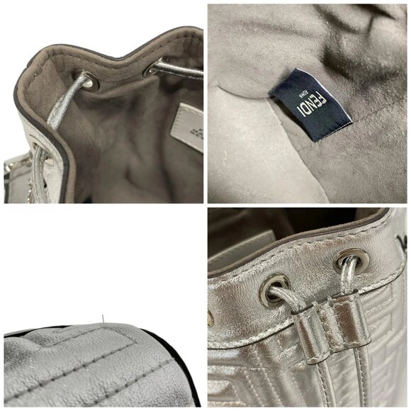 Auth FENDI Mon Tresor Silver Leather Handbag - Picture 11 of 14